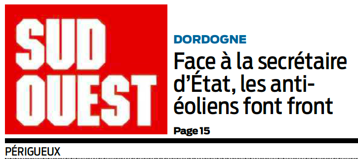 Face à la secrétaire d'Etat, les anti-éoliens de Dordogne font front