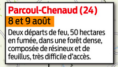 Incendie dans la forêt de la Double à Parcoul-Chenaud