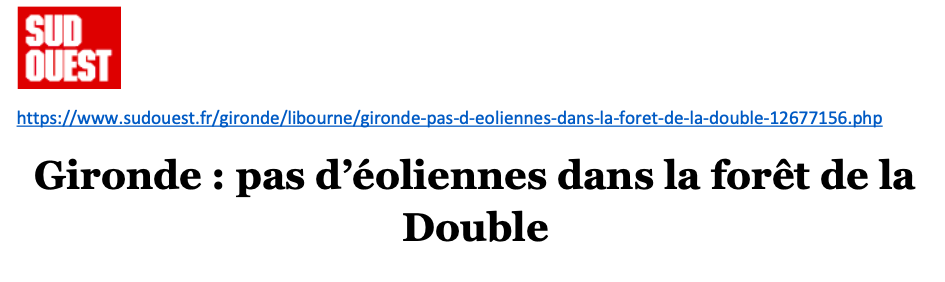 Pas d'éoliennes dans la forêt de la Double