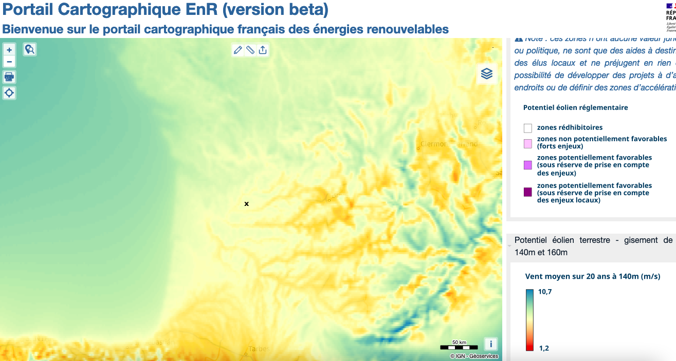 Cartographie de l'éolien dans la forêt de la Double : faibles vents