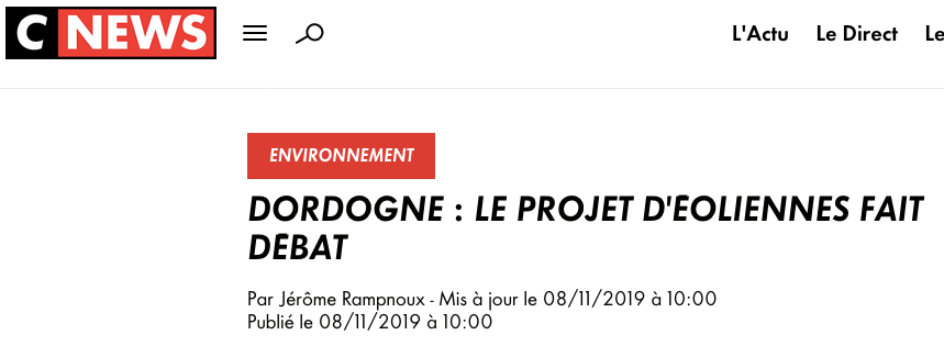 CNEWS Dordogne le projet déoliennes fait débat