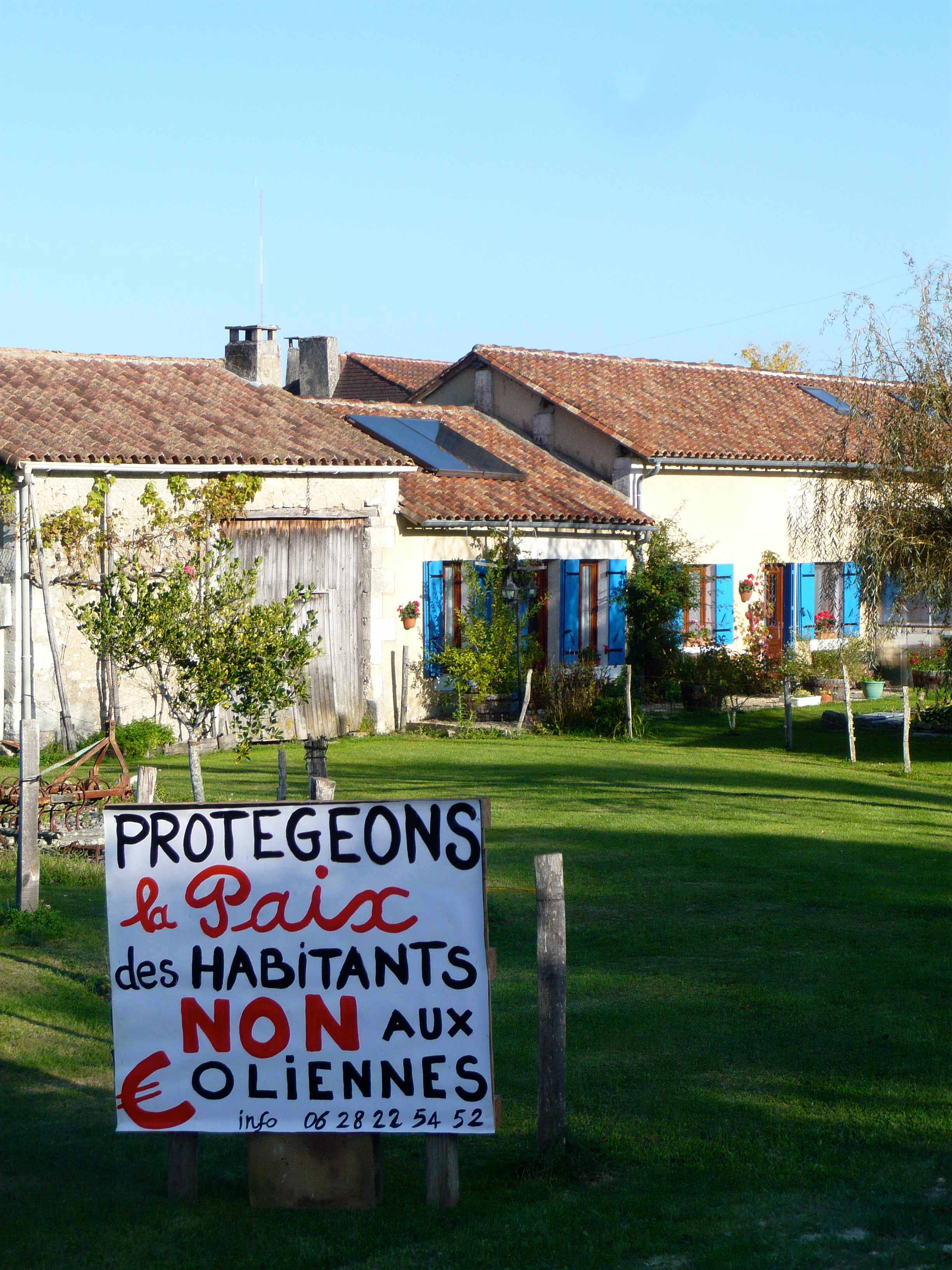 Protégeons la paix des habitants, Non aux éoliennes en Dordogne