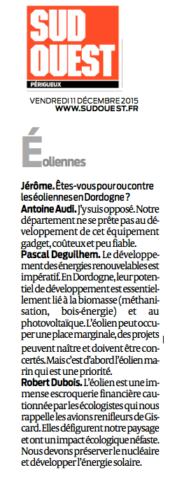 Antoine Audi contre les éoliennes en Dordogne