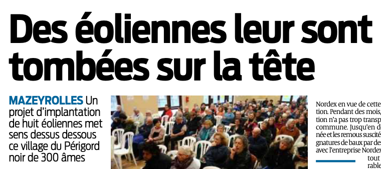 Intervenants à la tribune lors de la réunion publique du 13 février 2020 à Mazeyrolles