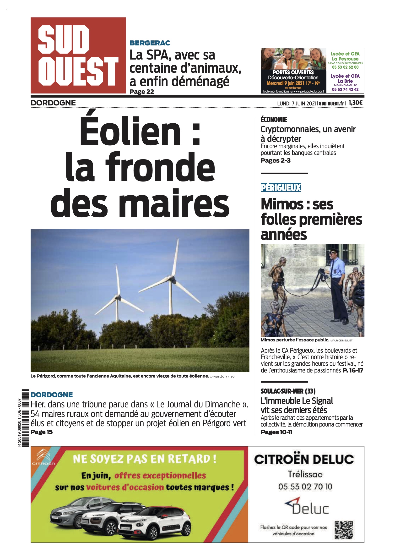 Eolien dans a forêt de la Double : La fronde des maires, 54 maires ruraux signent une tribune dans le JDD 