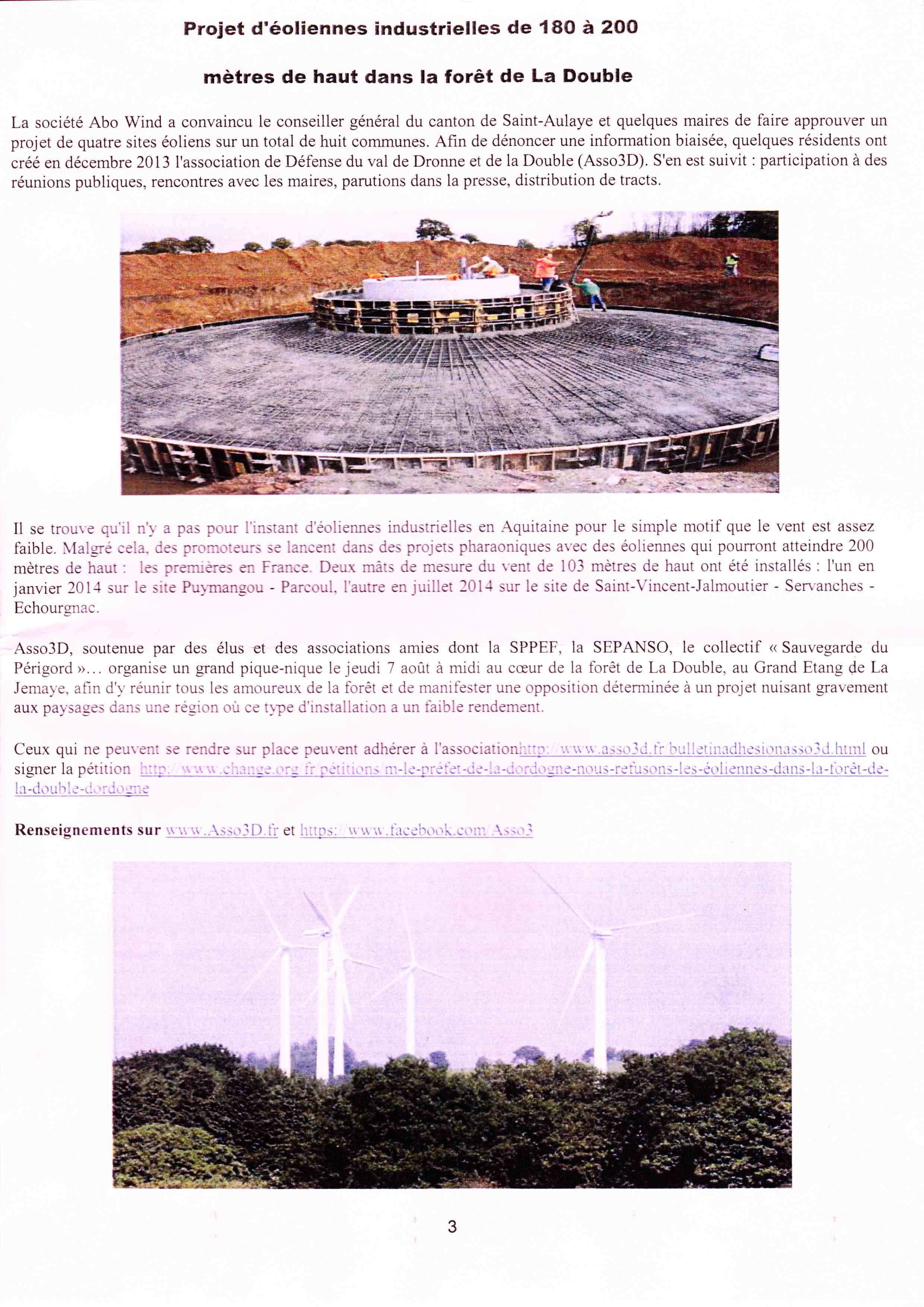 Dordogne, la SEPANSO contre les éoliennes industrielles